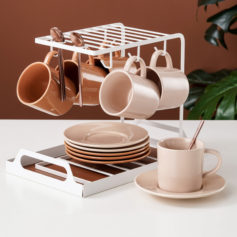 Customized 250ml Brown Luxury European Porcelain Coffee Cup For Occasion Business Gifts