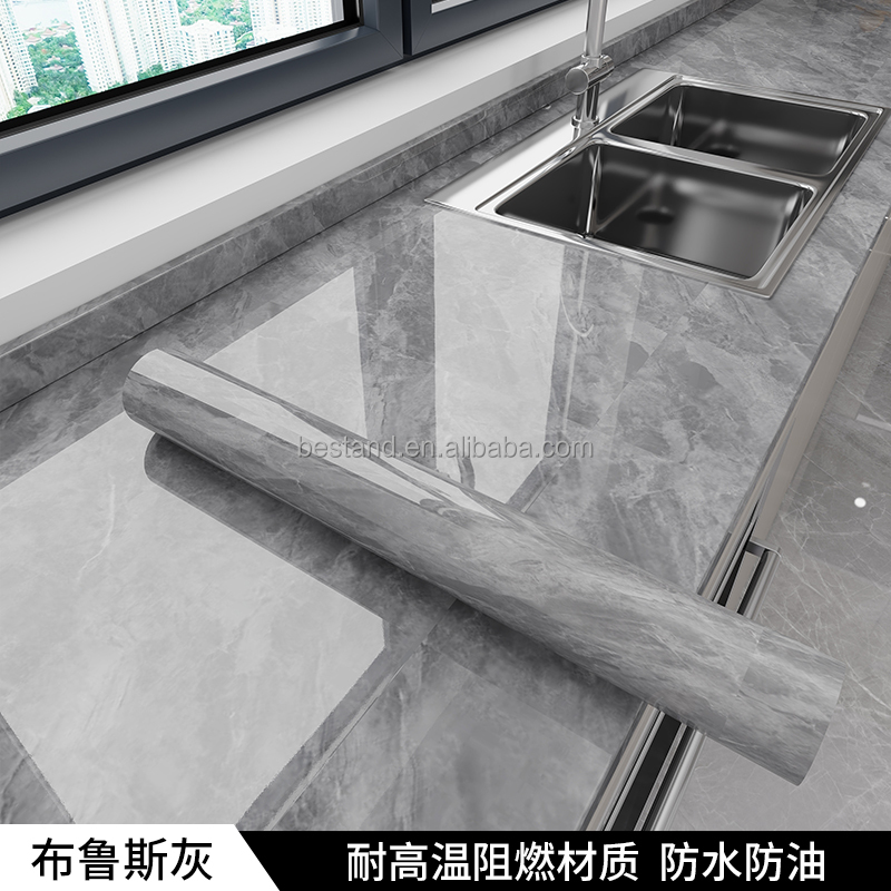 Marble Design High Glossy Self-Adhesive Kitchen Wallpaper with Heat Resistant and Waterproof Function