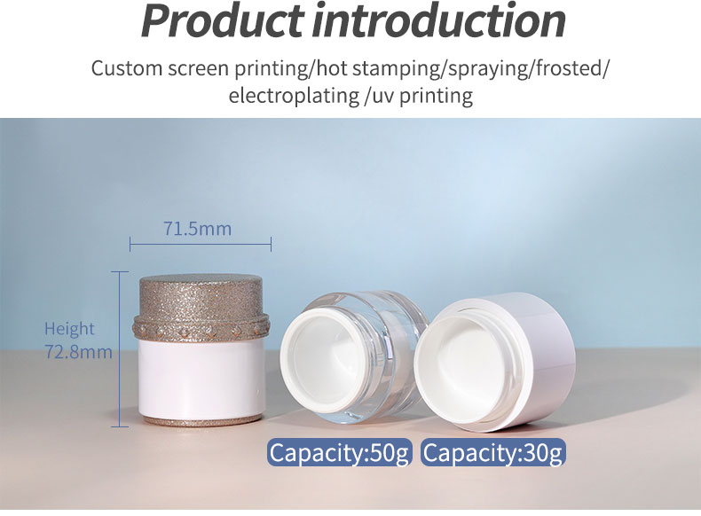 Plastic Cap Empty Lotion Skincare Container for Sunscreen Cream 30G 50G Lady Cosmetics Face Cream Bottles and Jars