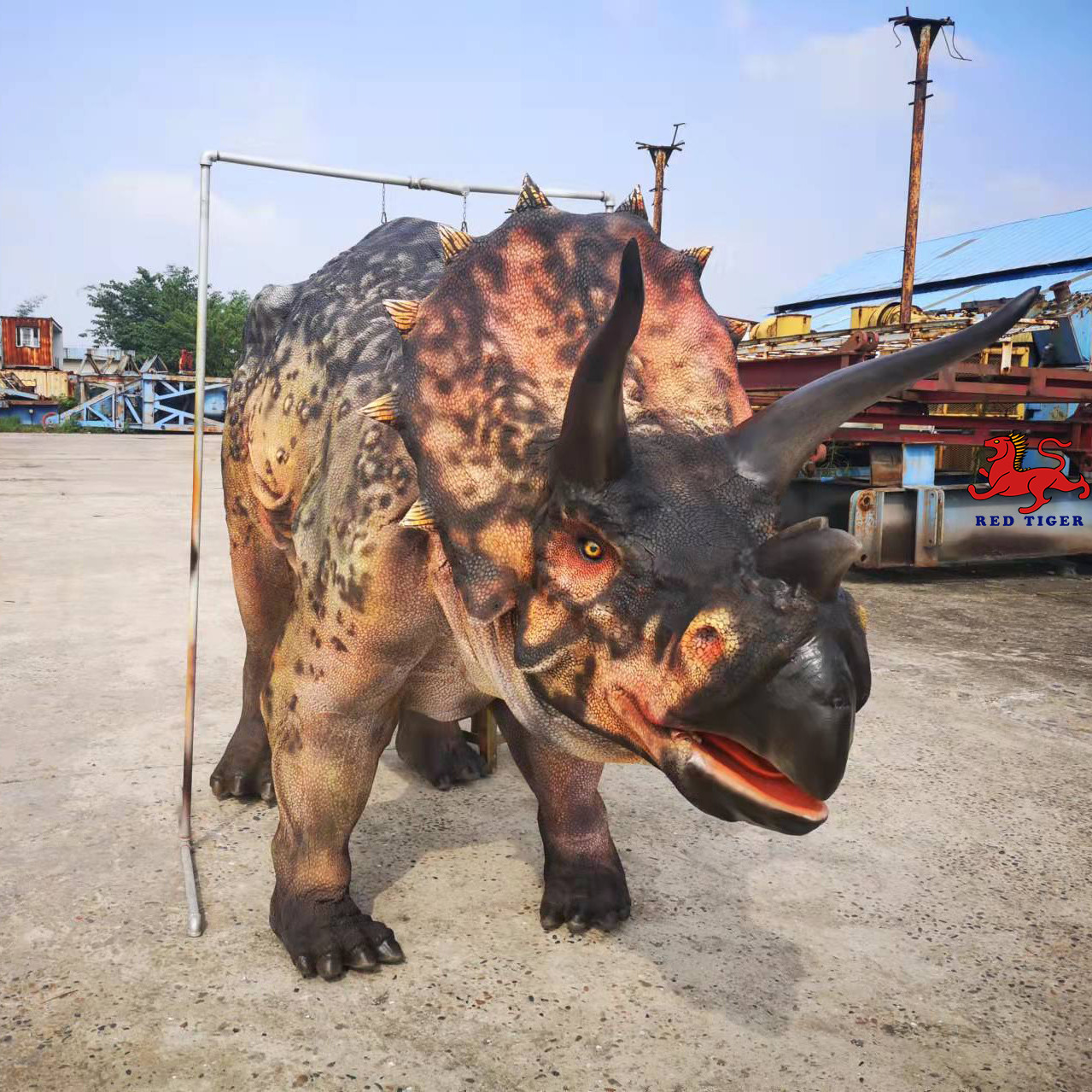 Custom Realistic Adult Triceratops Dinosaur Costume For Two Performers