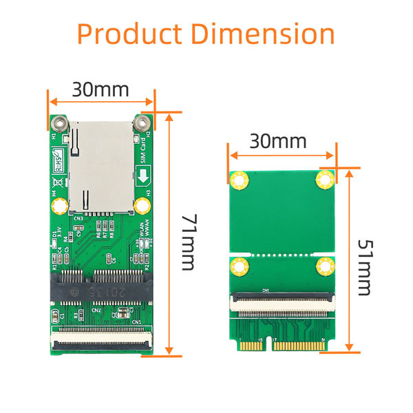 PCI E MSATA Flexible Extender Cable 1OZ Copper With SIM Card Slot
