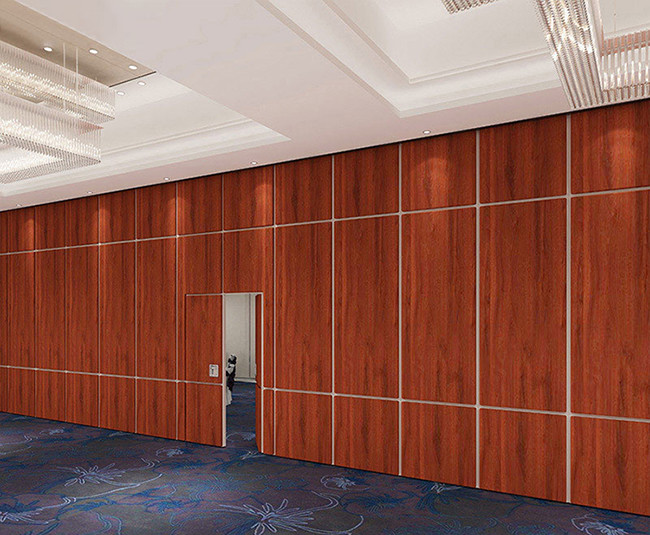 Red Wood Board Surface Operable Partition Wall 65mm Thick