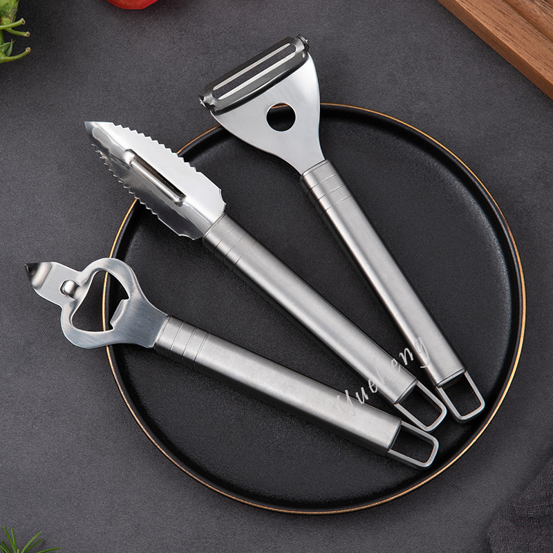 Full Stainless steel 6 piece ktichen gadget set tools with tray ice-cream spoon peeler pizza cutter