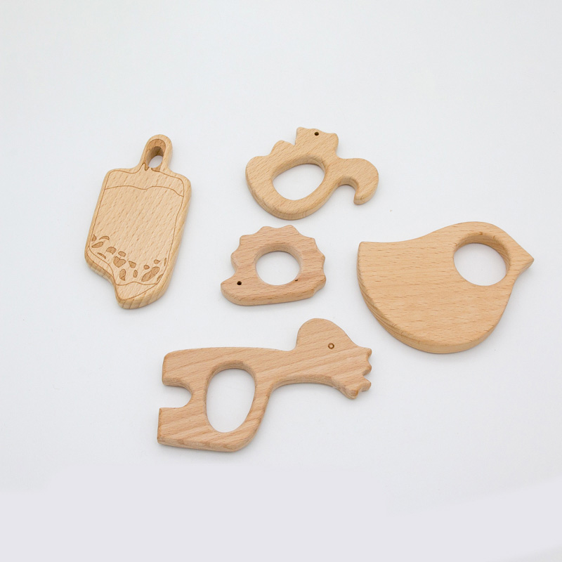 Handmade Wooden Teeth Ring for Baby Wooden Animal Shaped teeth ring