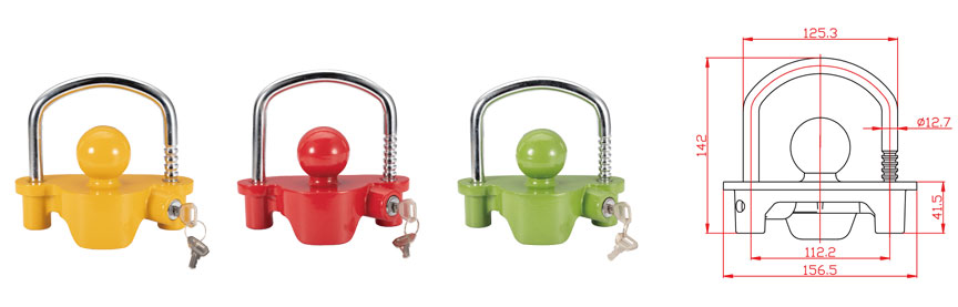 Trailer Hitch Coupling Ball Lock with Steel Zinc Alloy Copper Finish Material