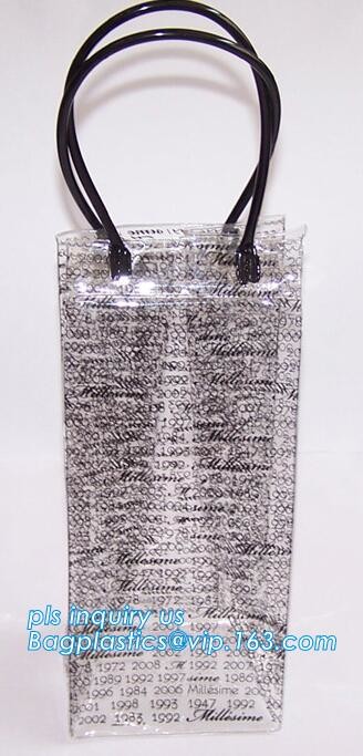 Wine Chiller, Wine Cooler Plastic bag, PVC Wine Cooler Bag, Refillable Travel Plastic Pvc Bottle Ice Tote Red Wine Coole