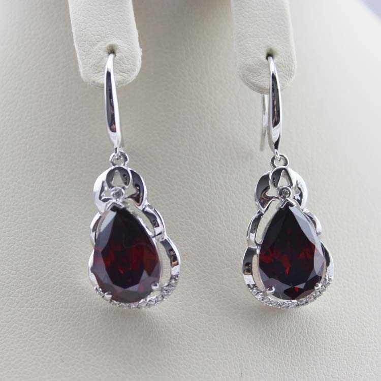 925 Silver Pear Shaped Yellow Citrine Cubic Zirconia Dangle Drop Earrings(PSJ04034)
