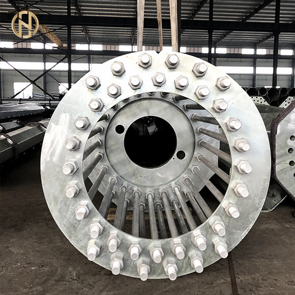 Wind Resistant Steel Utility Pole 39m 220KV 230KV 380KV With Hardware Q500C