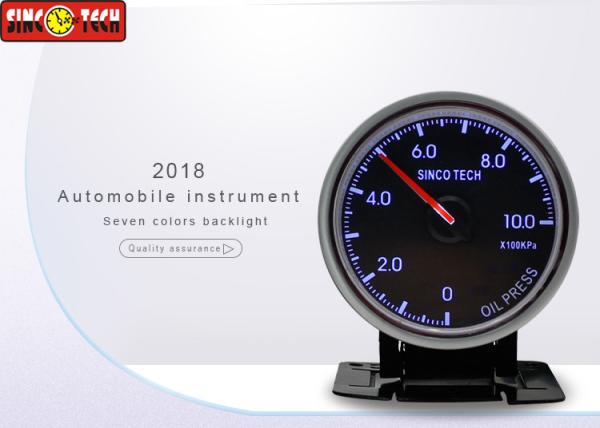 Racing Car Oil Pressure Gauge , Oil Pressure Meter 0 - 1000 Kpa With LED /