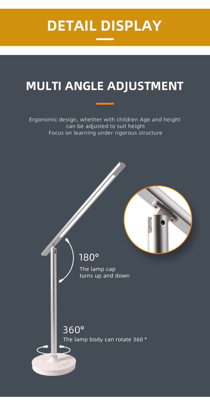 Line Shape Simple White LED Desk Lamp Touchable DC 5V 6000K Aluminum Alloy