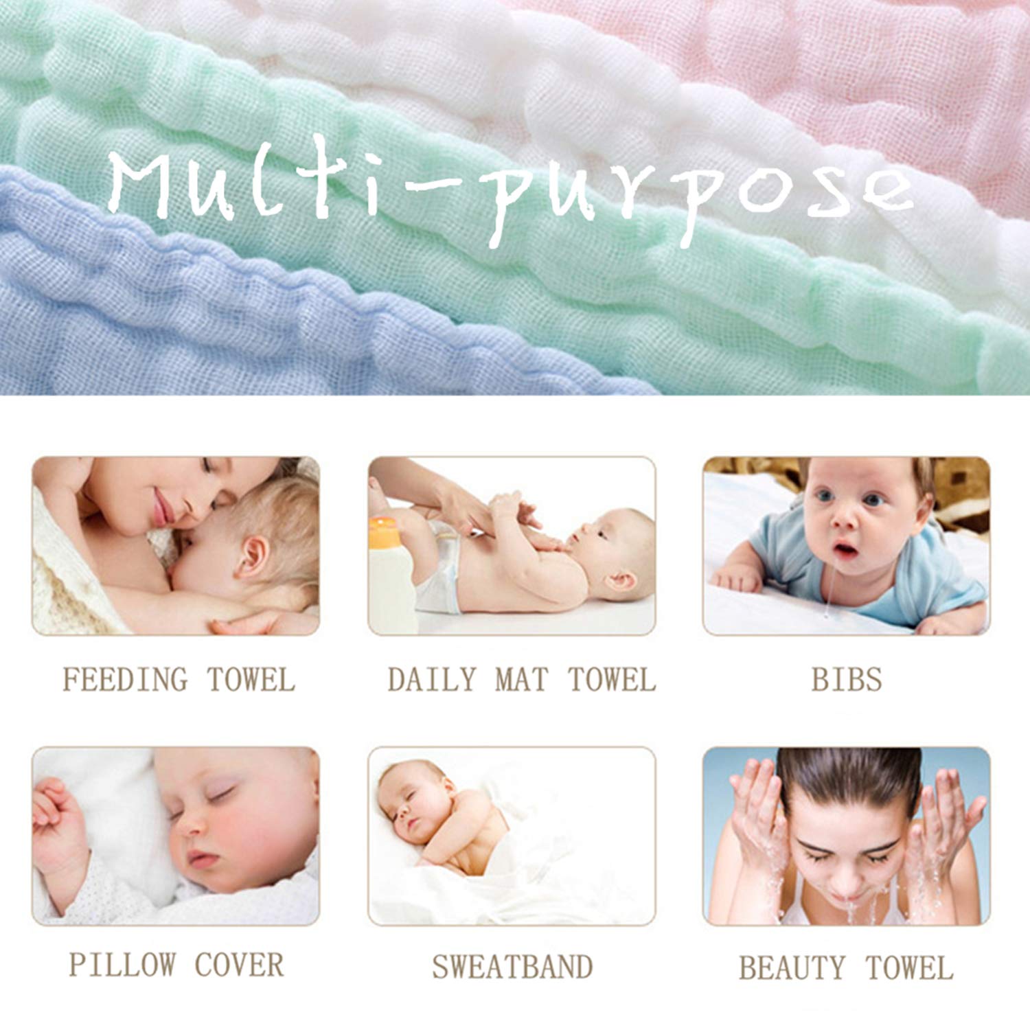 Baby Registry Must-Haves Square Baby Washcloths Set Soft and Gentle 12 x 12 inches