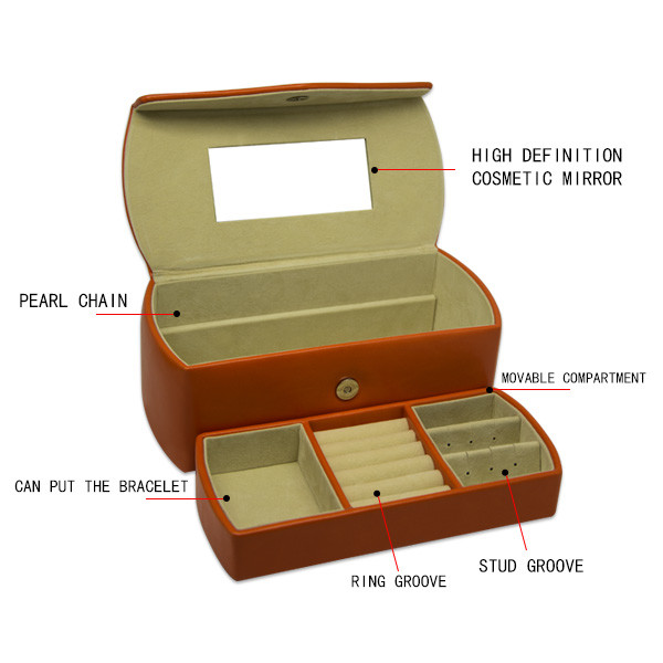 Gold Color Velvet Inside Jewelry Travel Case With Handle