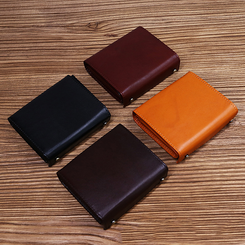 Custom Logo Avaliable Real Leather Minimalist Wallet for Men Short Card Holder Wallet With Coin Pocket