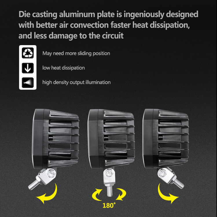 30W Square 12V Car LED Work Lights , 6000K LED Auto Driving Lights