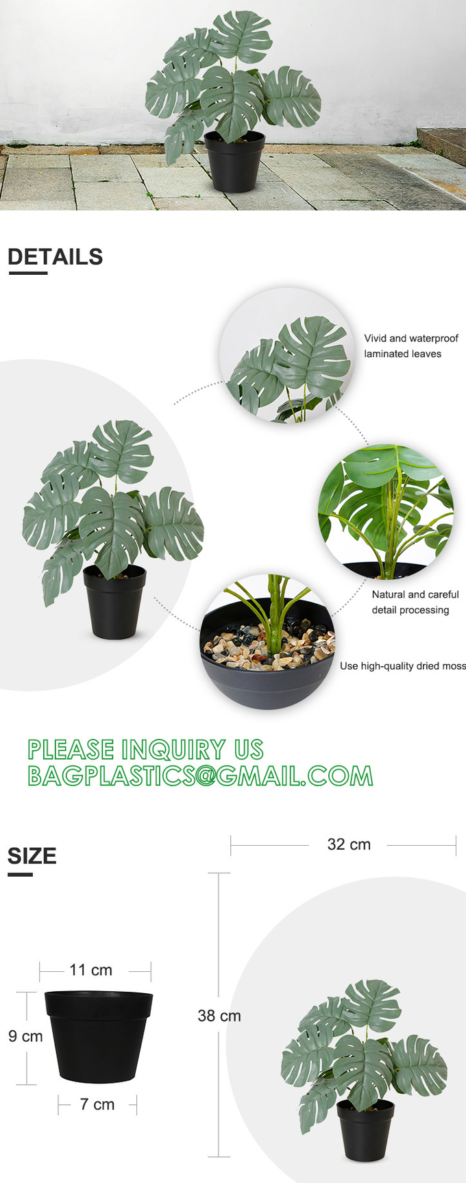 Fake Plants 16" Faux Plants Artificial Potted Plants Indoor for Home Office Farmhouse Kitchen Bathroom Table Shelf 13