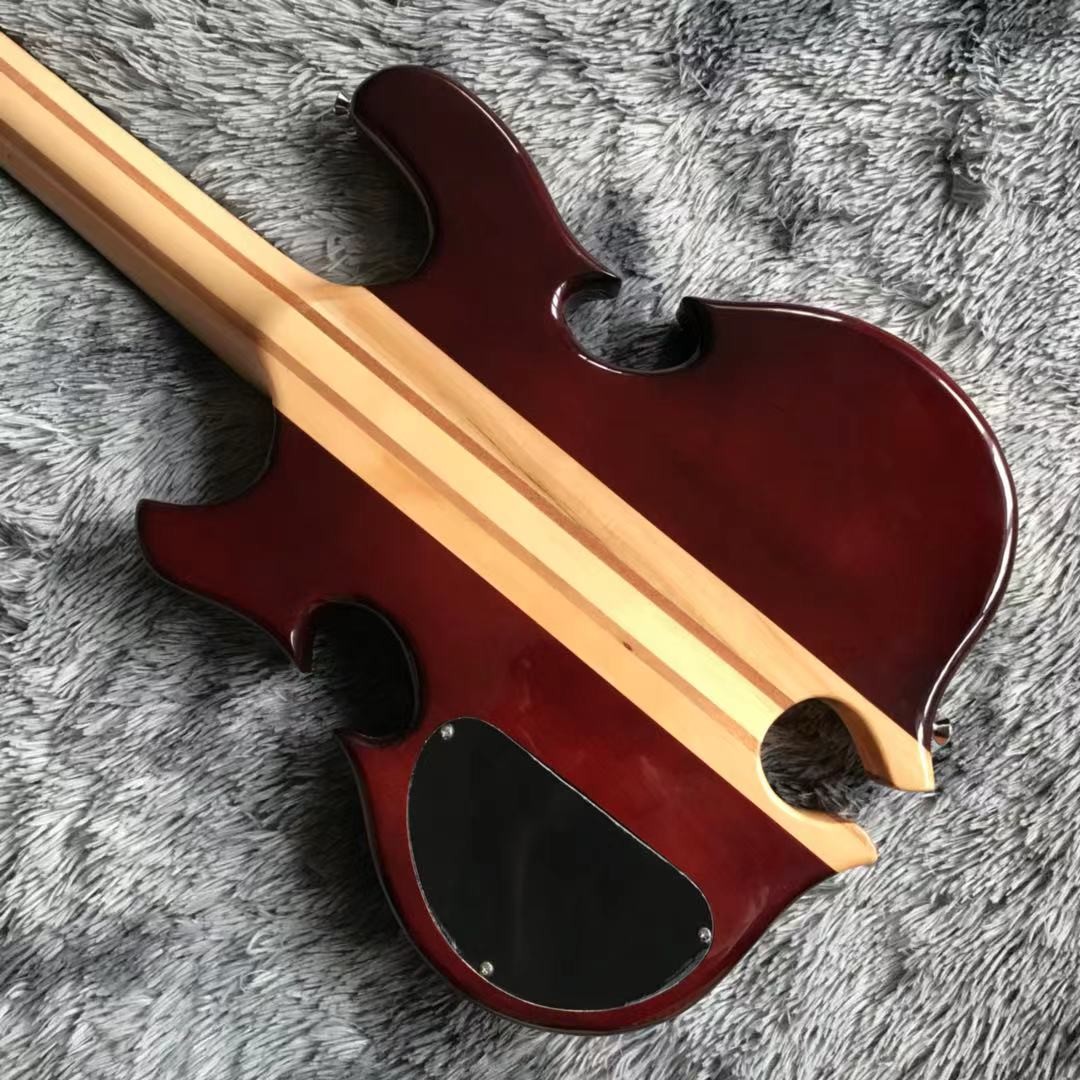 Custom Grand ALEM Mark King Deluxe Custom 4 Strings Neck Through Body Cut Bottom Heart Guitar Bass
