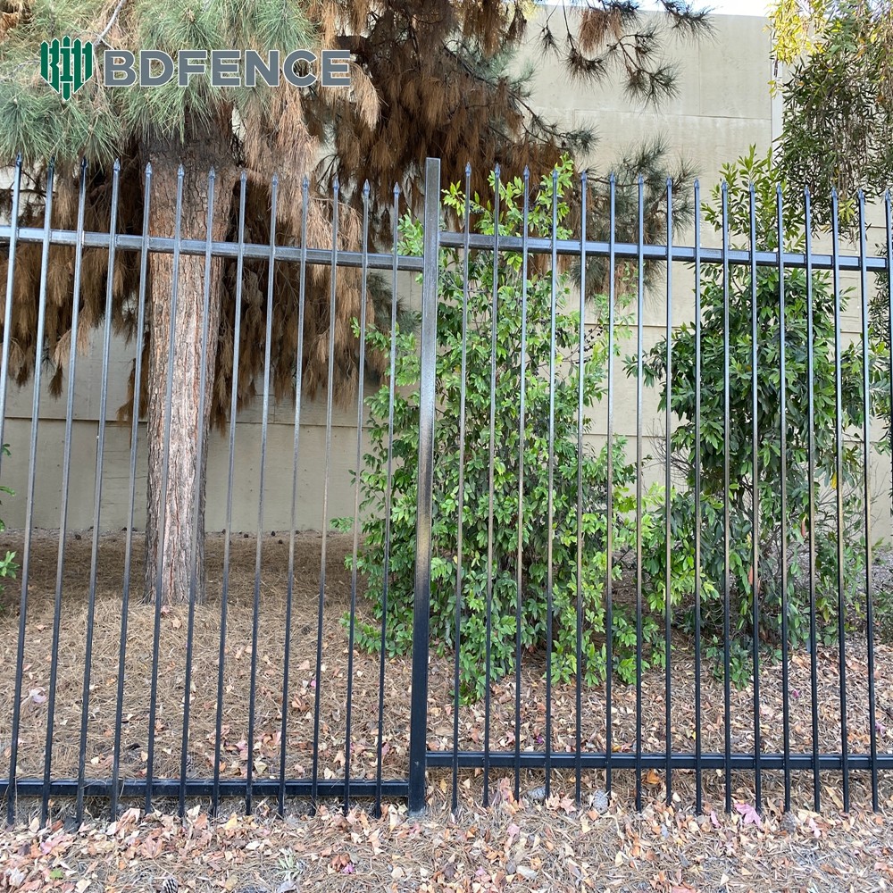 Easily Assembled Metal Fence Garden Ornamental Steel Picket Fence Sliding Gate For Garden Commercial Tubular Fencing