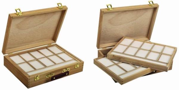 Wooden Art Storage Box With Tray , Rectangular Paint Storage Containers 35.5 X