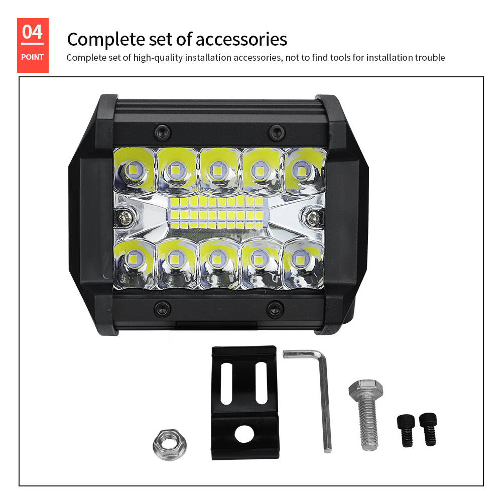 60W 20LED Truck LED Work Light 6000K LED Light Bar 4 Inch DC 12V-24V