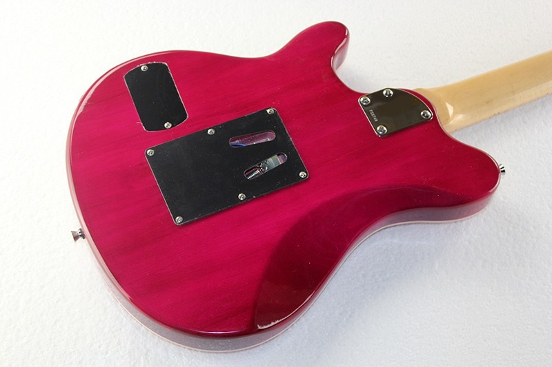 Dark-red Body Electric Guitar with Quilted Maple Veneer and Double Rock,Offer Customized