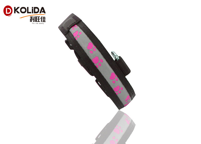 Black Nylon Luminous Dog Collars LED Night Safe Harness Battery CR2032 With 80-120 Hours