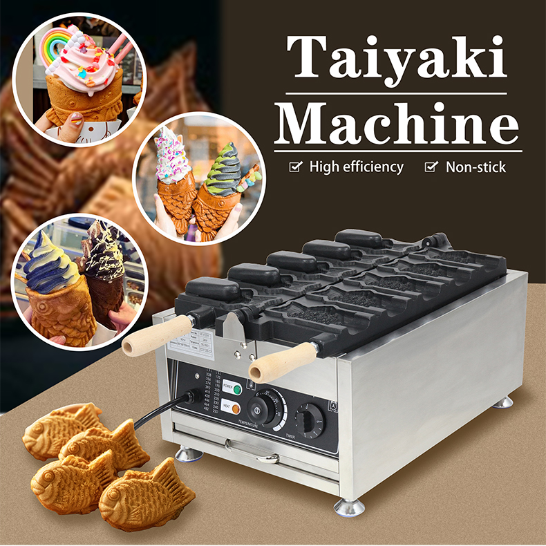Food Beverage Electric Taiyaki Maker Non-stick Stainless Steel Open Mouth Waffle Machine