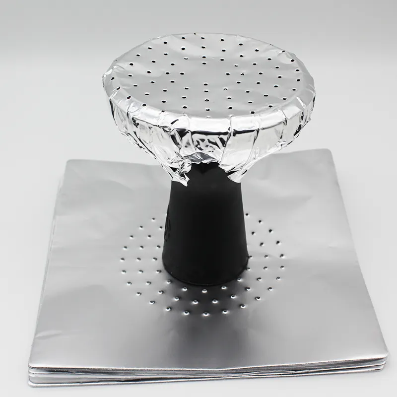 Customized Logo Silver Hookah Shisha Aluminum Foil 12*12cm Round Sheet With Holes