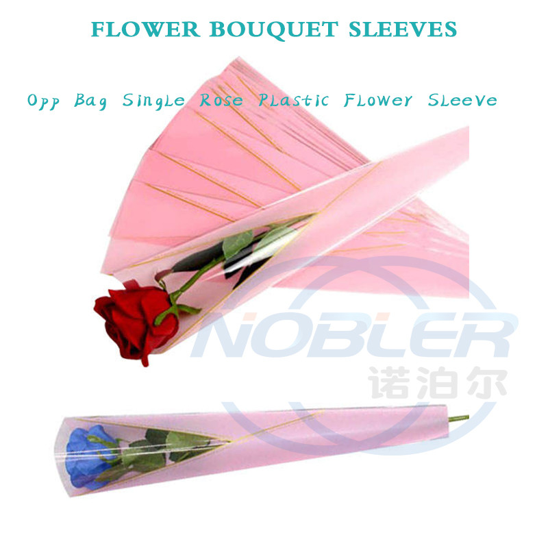 Clear Custom Printing Opp Flower Bouquet Sleeves Single Rose Diy Gift Packaging