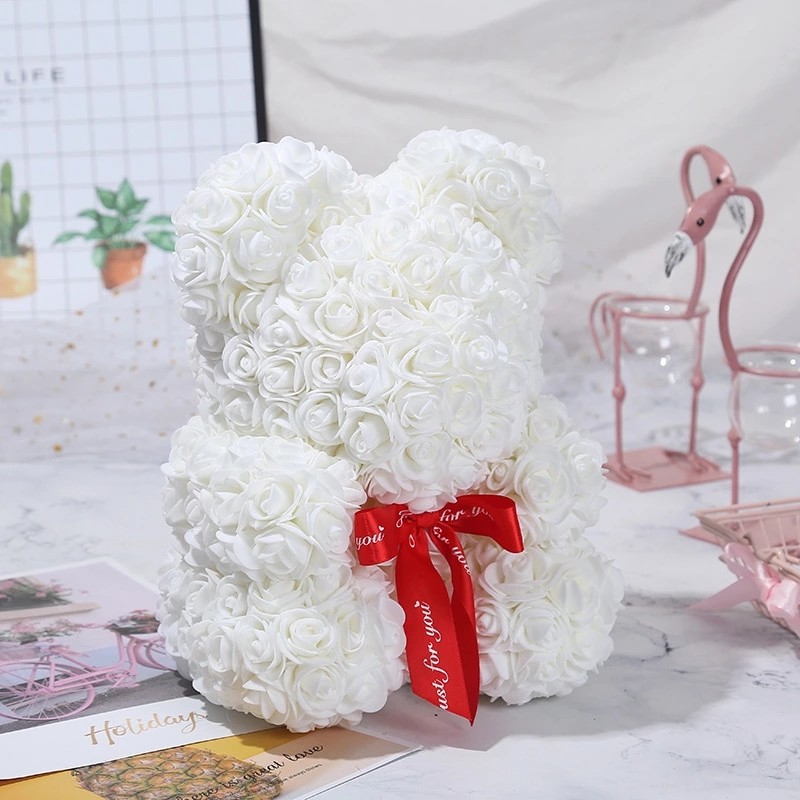 2020 Lovely Christmas Gift Rose Bears New Size 30cm Foam Roses Teddy Bear