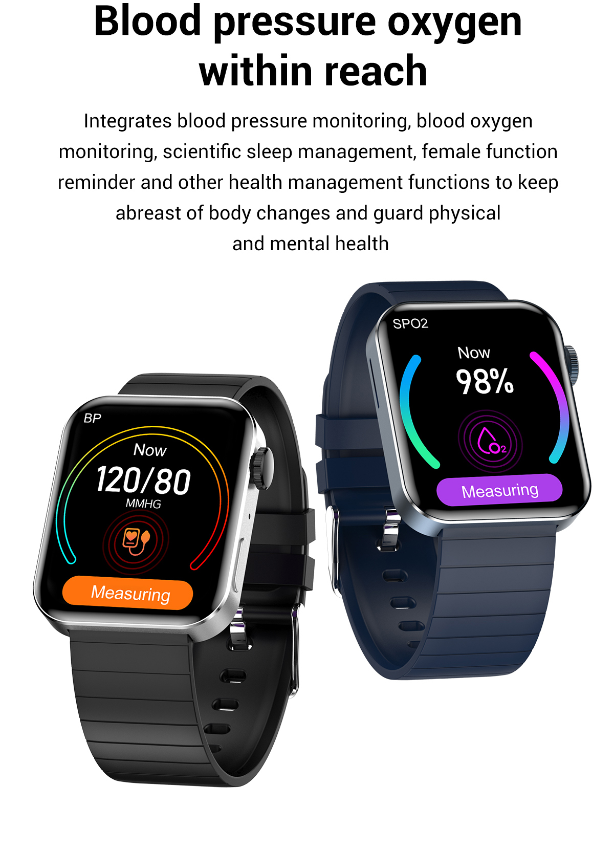 Full Touch Screen 1.78inch Bluetooth Health Watch Heart Rate Sensor