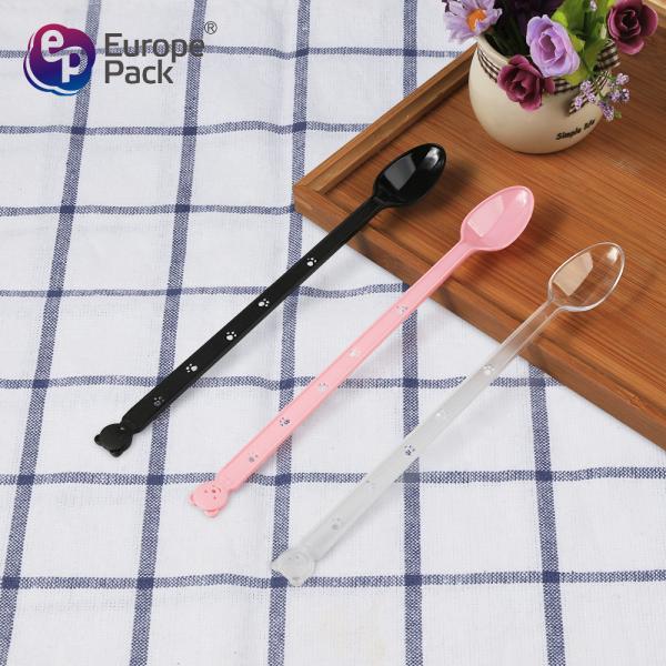 230mm Long Handle Soda Disposable Hard Plastic Spoon For Ice Cream Desserts
