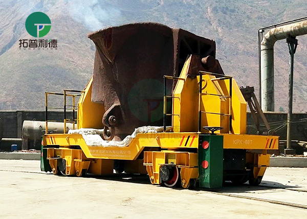 35 Ton Metallurgy Industry Motorized Steerable Rail Transport Car For Slag Scrap Handling
