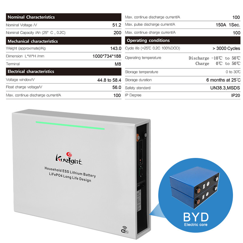 51.2V 10KW 200ah Wall Mounted Lithium Battery Floor Standing Phosphate Battery