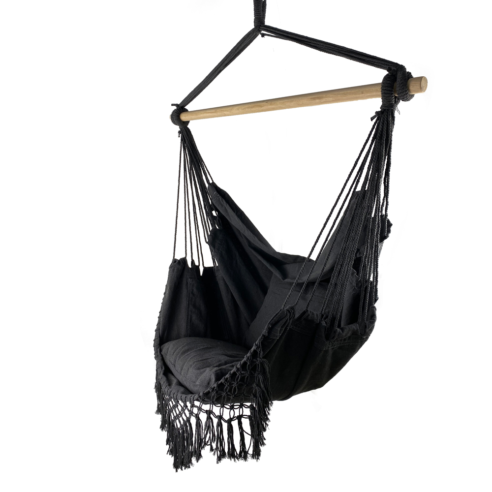 100*130cm 320g Polyester-cotton Hanging Rope Swing Hammock With Two Pillows