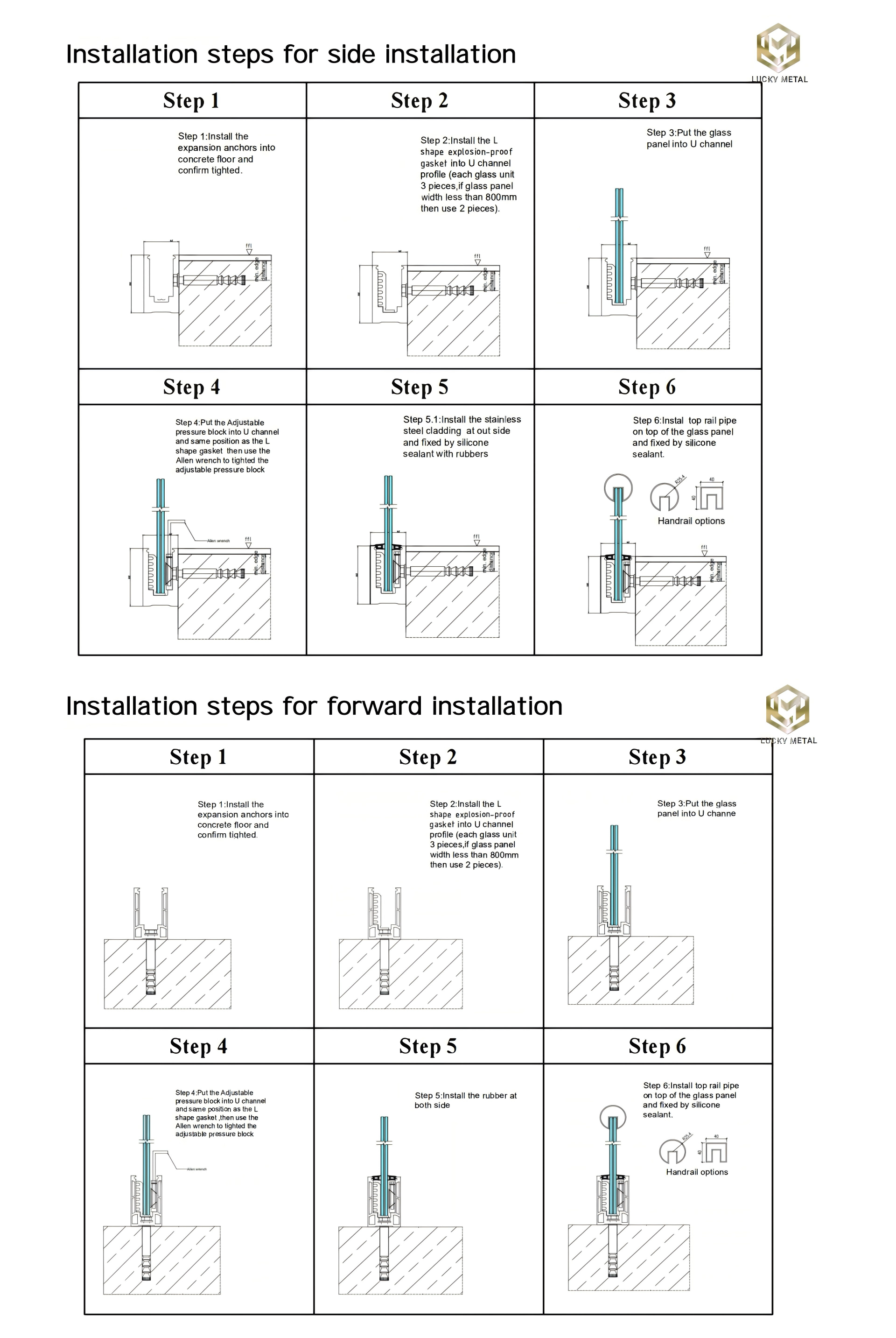 Modular Aluminum Glass Railing System With Adjustable Handrail Powder Coated Finish Terrace Application