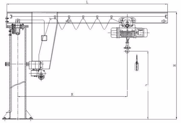 Lifting Height 5-20m Pillar Mounted Jib Crane Remote Controller