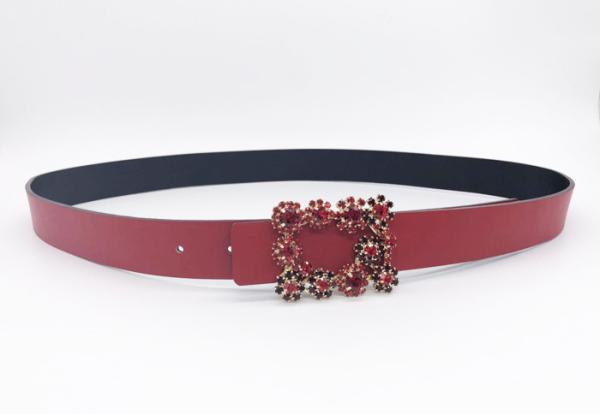 Women Fashion Shiny Red Dressy Rhinestone Belts Customized Size 95 - 125cm