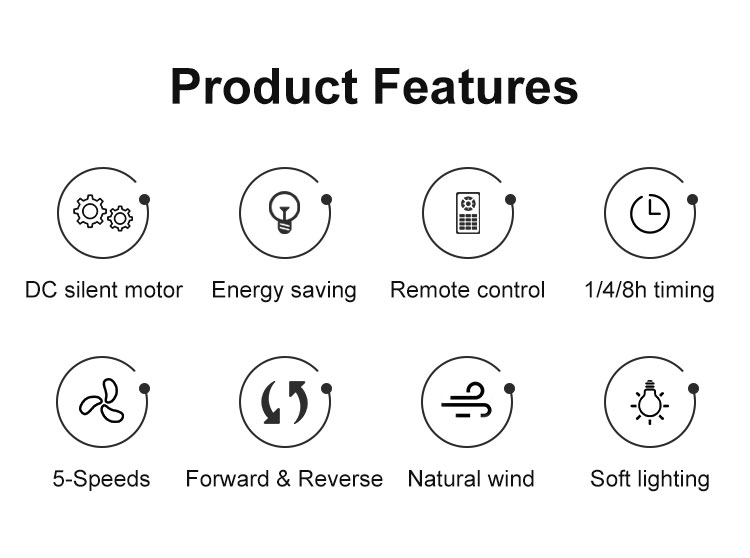 52 Inch Consumption ABS 3 Blade DC Motor Fancy Ceiling Fan Light for Home Hotel and Office