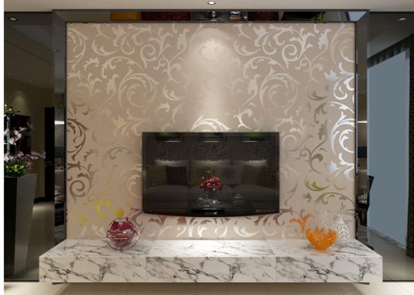 European Style Embossed Vinyl Wallpaper Silver Grey Leaf Pattern for Home ,
