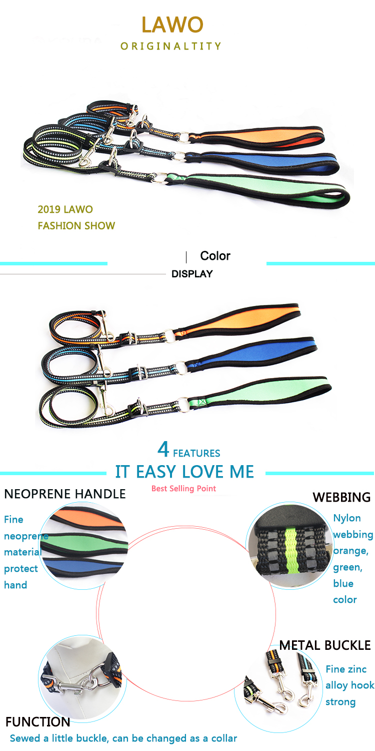 Adjustable LOGO Nylon Dog Leash . Dog Rope Lead Retractable Nylon Braided Pet Dog Leash