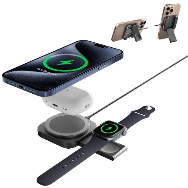 2-In-1 Travel Portable Magnetic Wireless Charger Desktop Office Compact Folding
