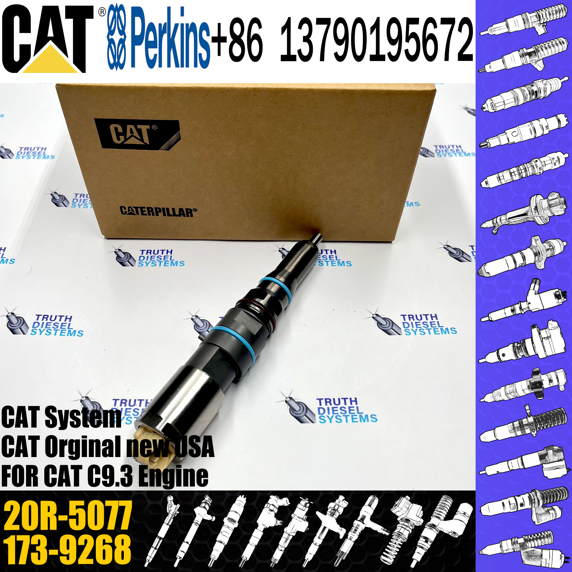 Engine Fuel Injector 456-3509 460-8213 456-3493 20R-5036 20R-5077 for Cat 336E C9.3 excavator