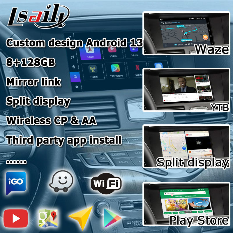 Android 13 8+128 Carplay video Interface For Infiniti Q70 / M35 M37 Fuga Support Youtube