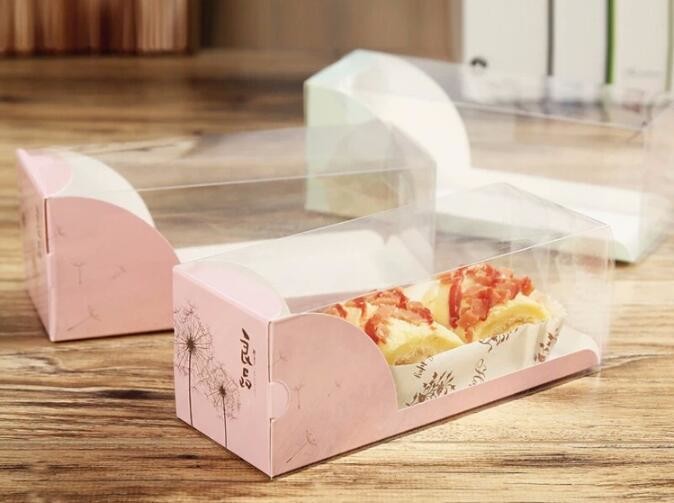 Wholesale custom Paper Cookies packing Cake Box with PVC window,Wholesale Plastic Square Birthday Wedding Packaging Clea