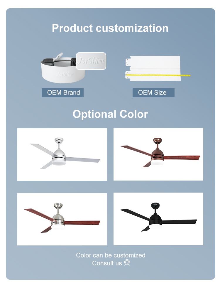 52 Inches Remote Control Ceiling Fan Light Bulb for Home Office MDF Wood Mulit Colors