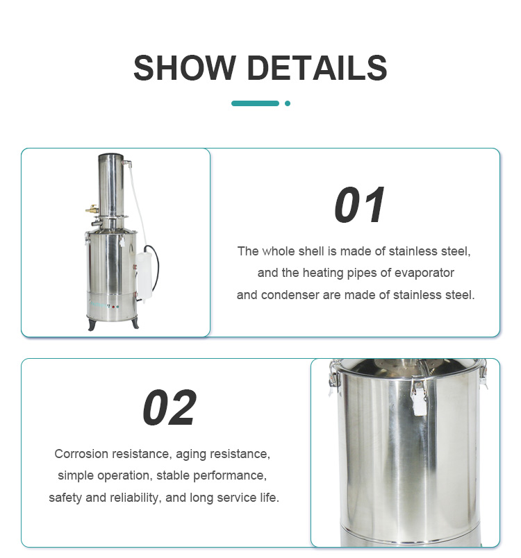 5/10/20L Stainless Steel Water Distiller with Auto Control and Electrothermal Heating