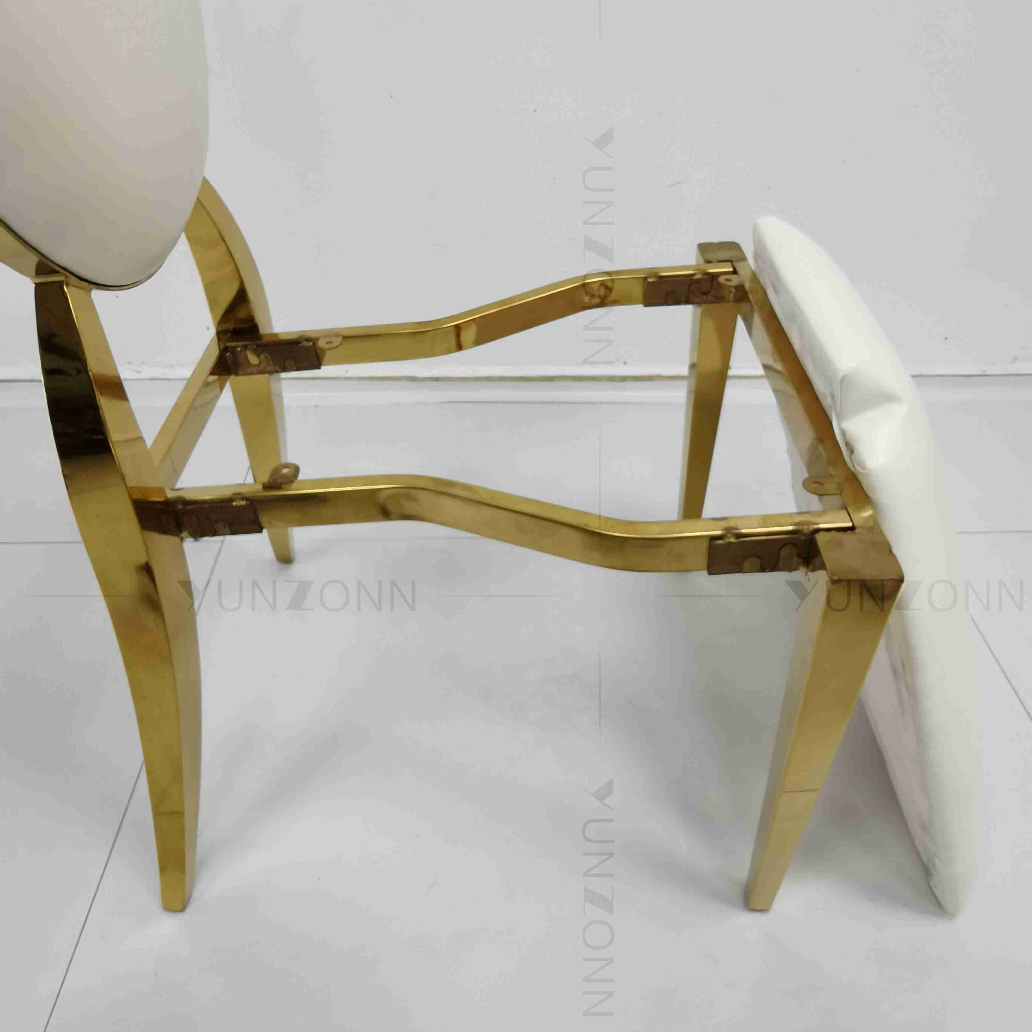Classic PU Cushion Wedding Banquet Chair White Metal Dining Room Chairs Dismantle Model