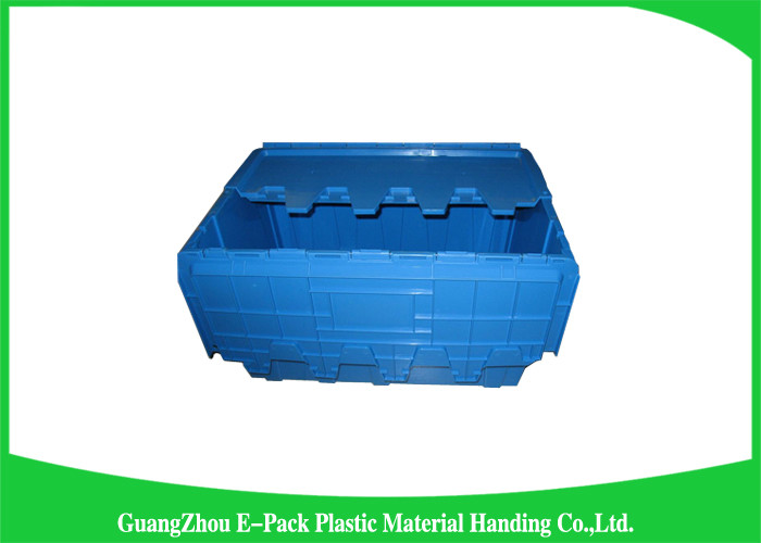 Light Weight Plastic Attached Lid Containers Moving Storage Nestable And Stackable