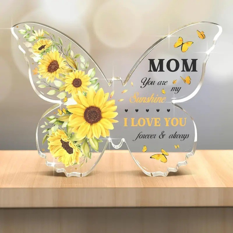 Stylish Acrylic Butterfly Thanksgiving Plaque For Mother's Day Surprise Gift Desktop Decor With Custom Printing