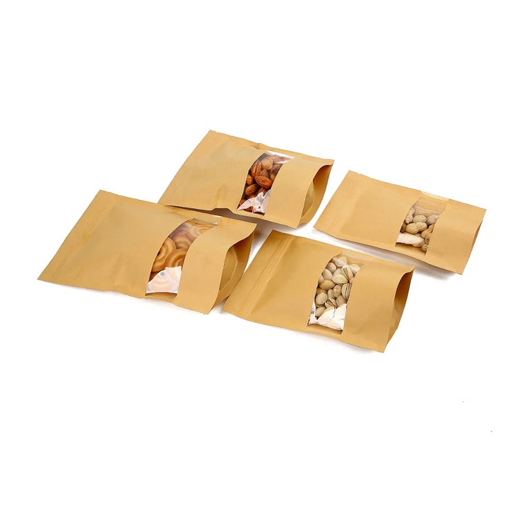 3.5" X 5.5" Stand Up Pouches Bags , Kraft Paper Bags With Window